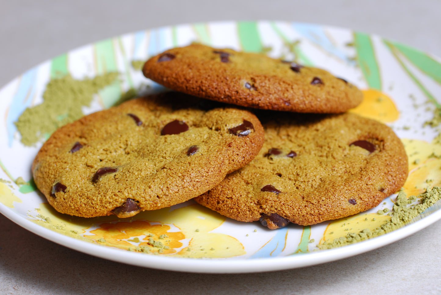 Matcha Macadamia No Sugar Added Chocolate Chip Keto GF Cookies