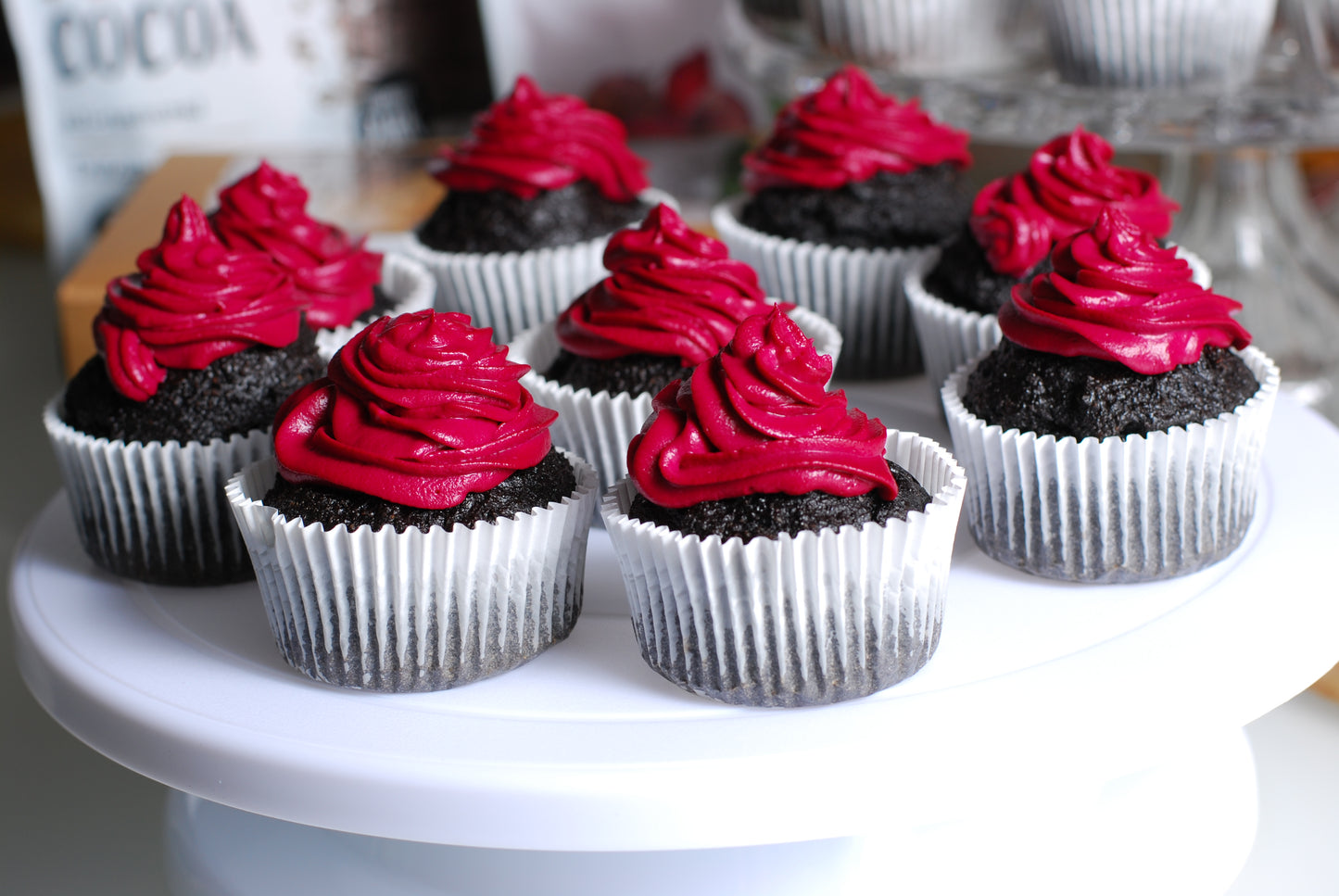Gluten-Free No Sugar Added Black Cocoa Cupcakes with Keto Frosting