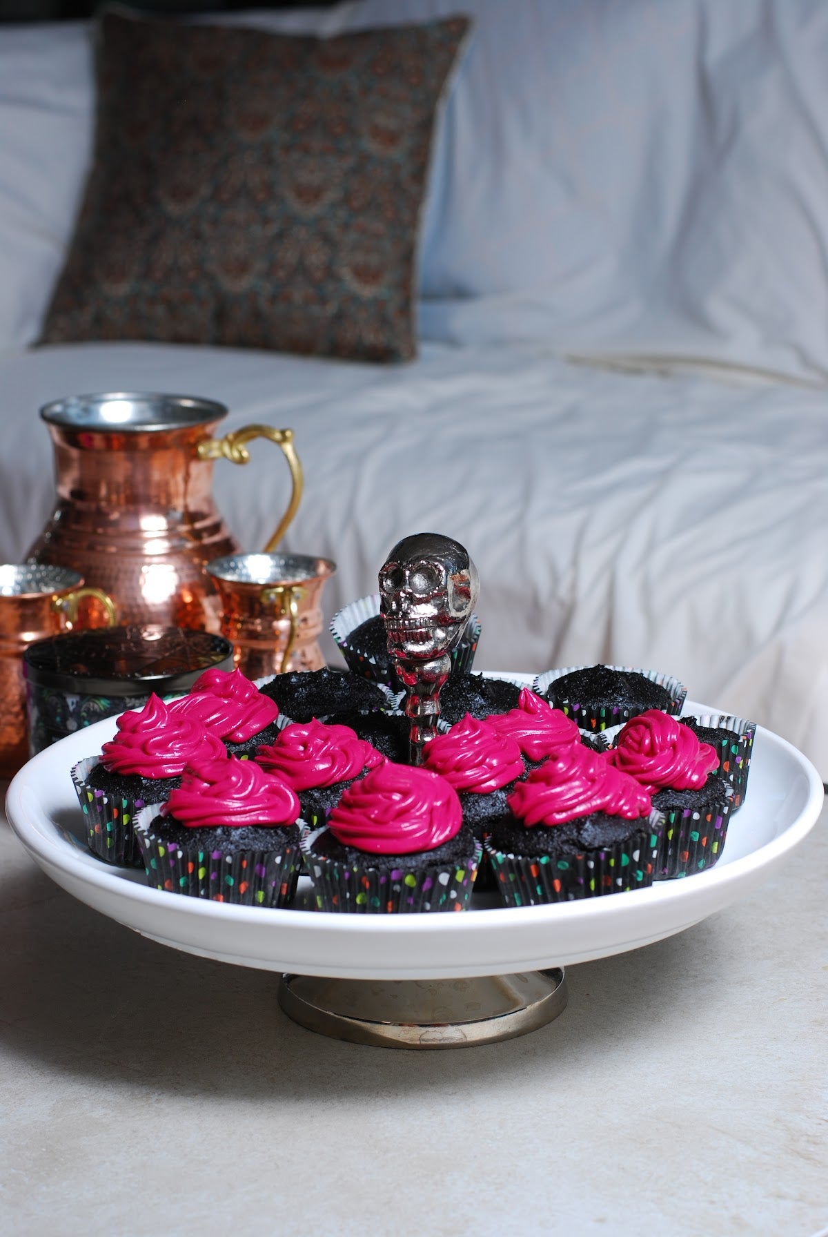 Gluten-Free No Sugar Added Black Cocoa Cupcakes with Keto Frosting